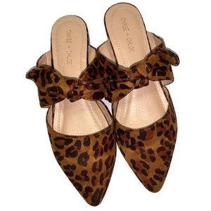 Chase + Chloe leopard faux suede mules